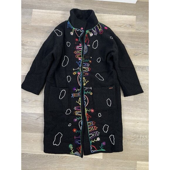 Mumami Coat 2X Boho Embroidered Artistic Amsterdam Windmill Wearable Art To Wear - Picture 13 of 16